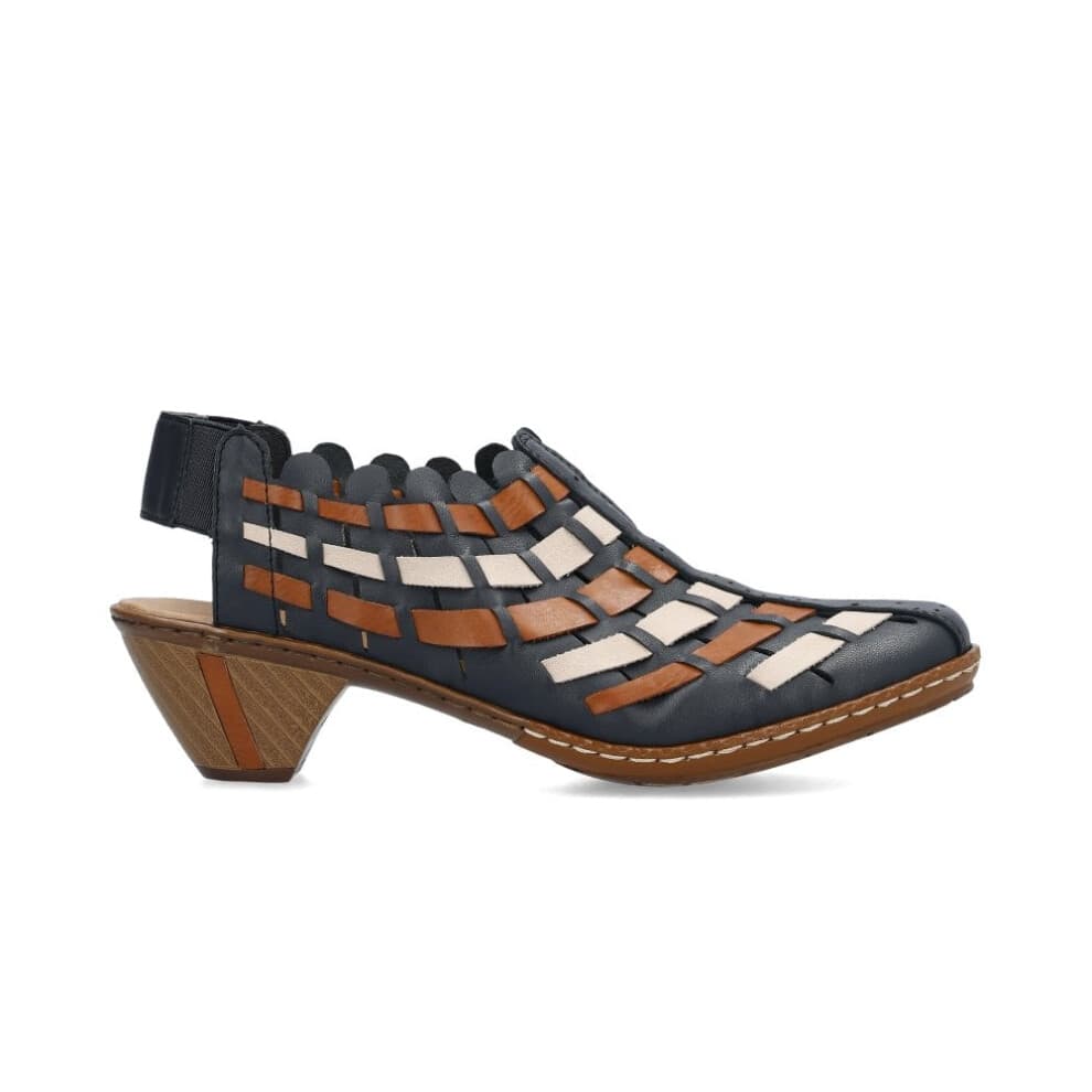(6.5 (Adults')) 46778-14 | Sina | Blue/Brown | Womens Sling Back Summer Shoes