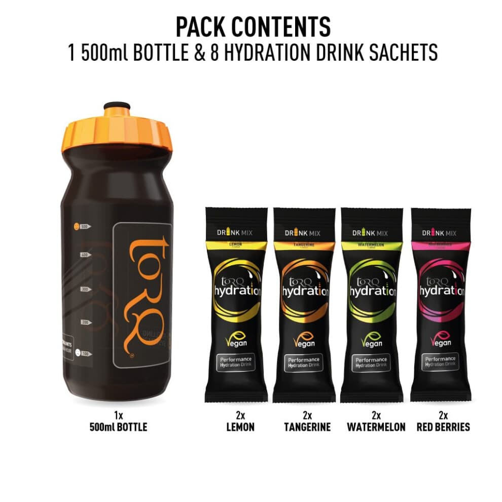 Torq HYDRATION 500ml Bottle & 8 Mixed Sachets - Assorted -