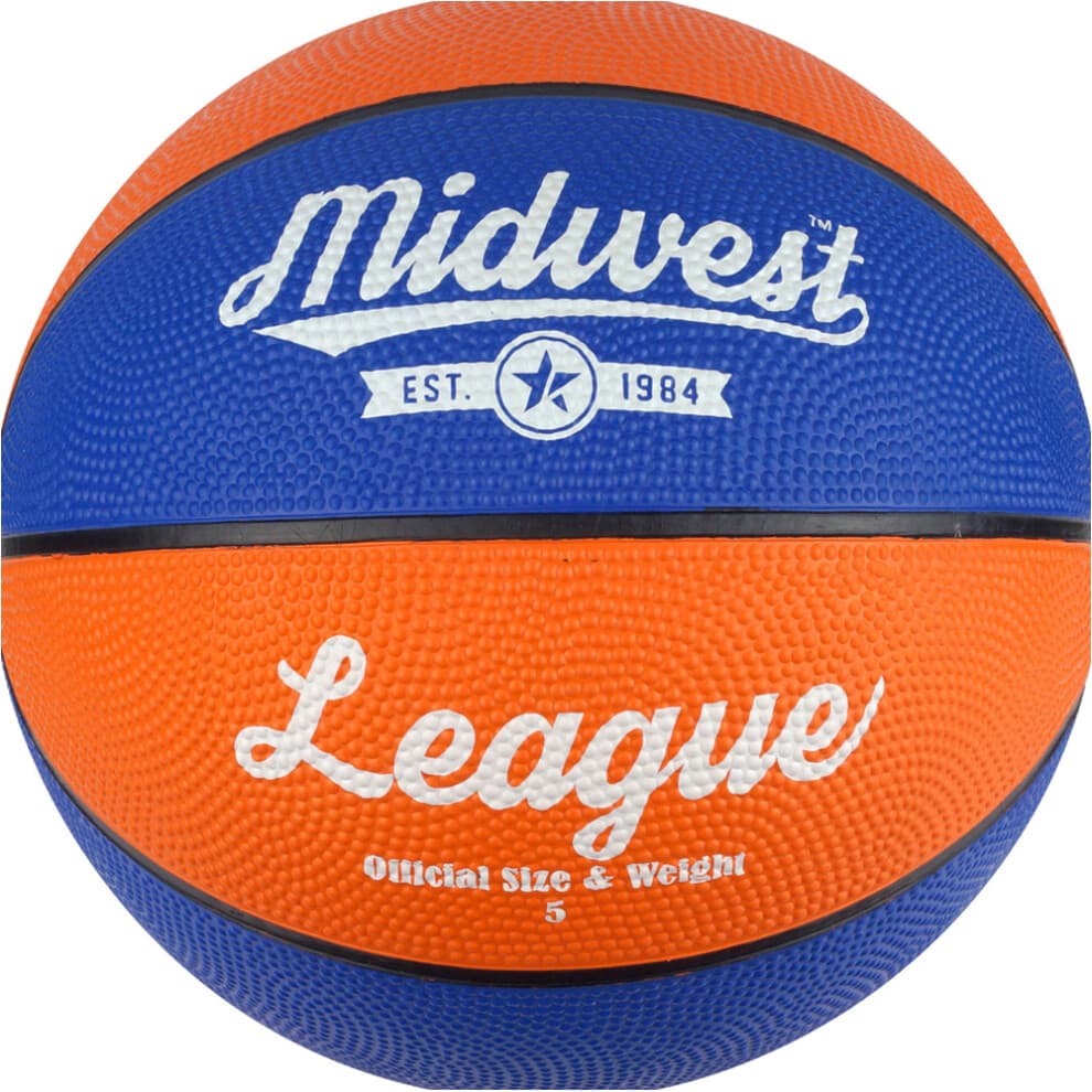 Size 5 Blue & Orange League Basketball Ball - High-Grip Rubber, Durable for Indoor & Outdoor Play