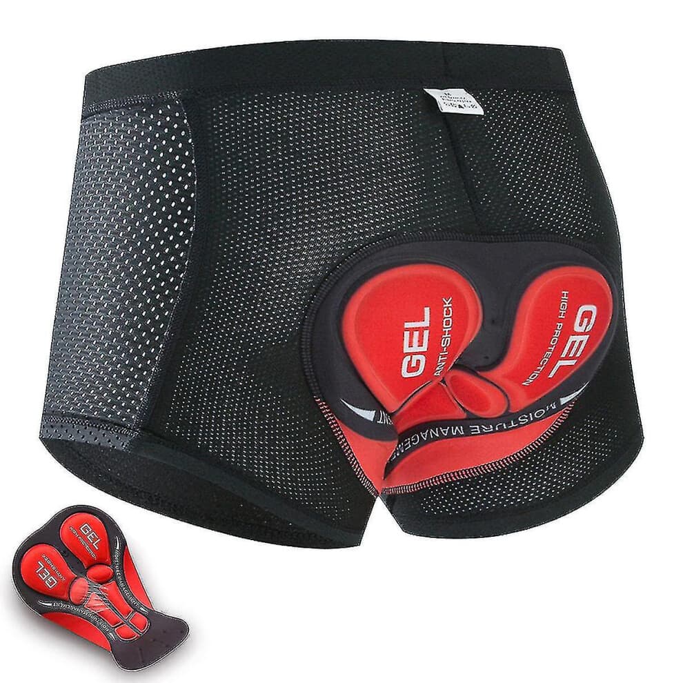 (Red, L) Mens Cycling Short 3d Padded Gel Cycling Undershorts Breathable Bicycle Cycling Underwear Bicycle Short