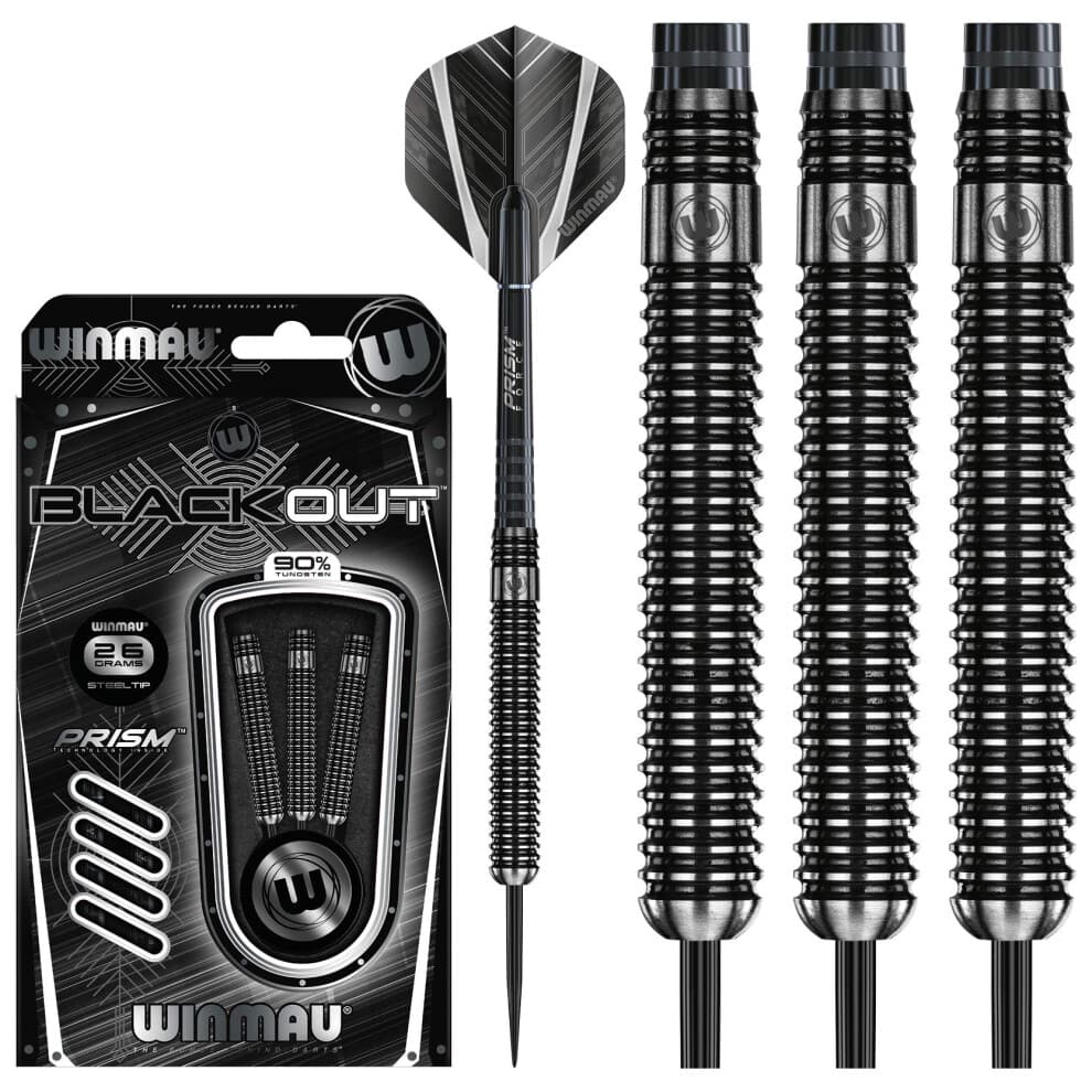 Blackout 26 Gram Tungsten Darts Set with Flights and Shafts (Stems)