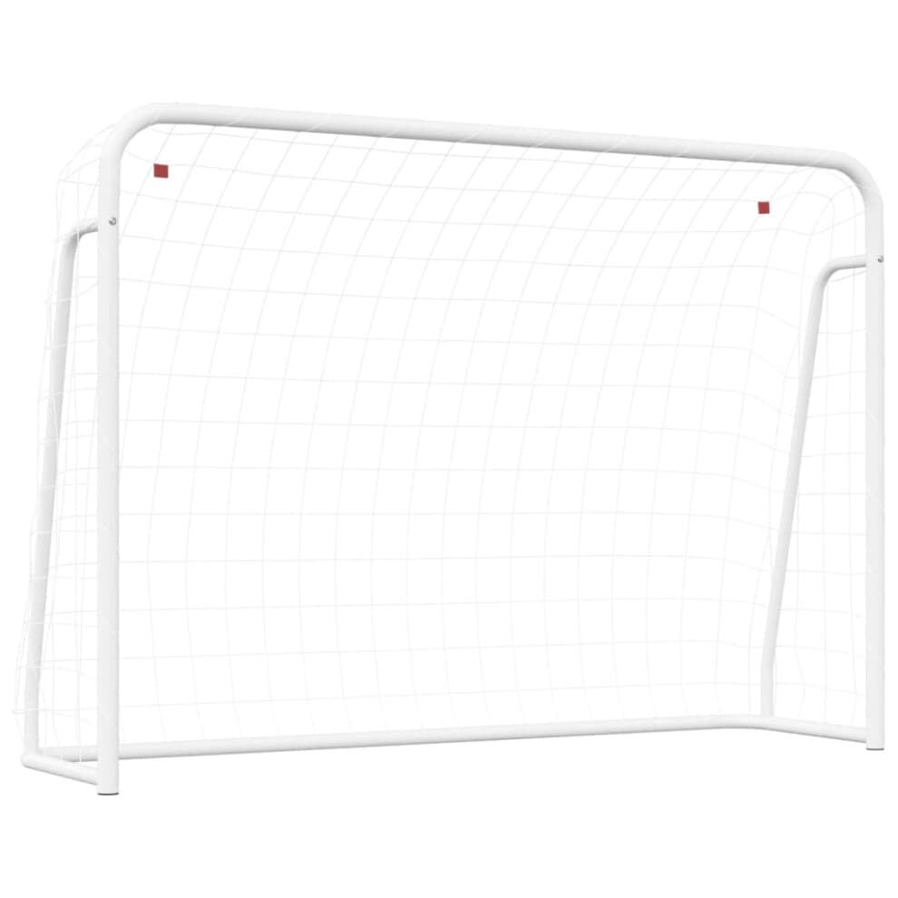 (214 x 75 x 152 cm) vidaXL Football Goal with Net White Steel Outdoor Soccer Training Equipment