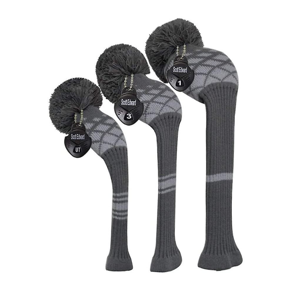(Grey hinged) Scott Edward Golf Club Head Cover 3 Piece Set Perfect For Driver (460cc) Fairway Wood And Hybrid (ut) Golf Bag Changes Zhexin