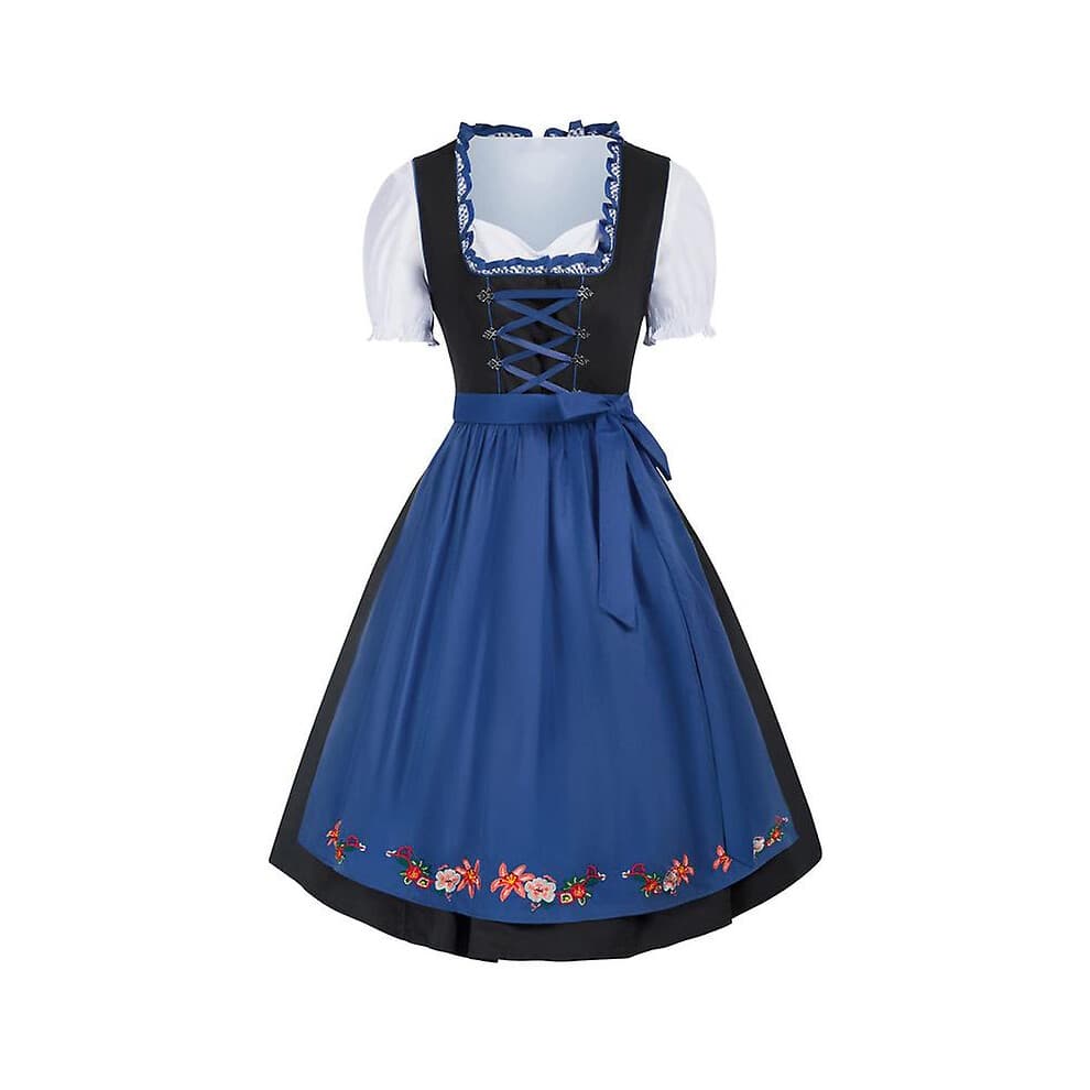 (blue, XXL) Women's Oktoberfest Dirndl Costume Traditional German Dress For Carnival