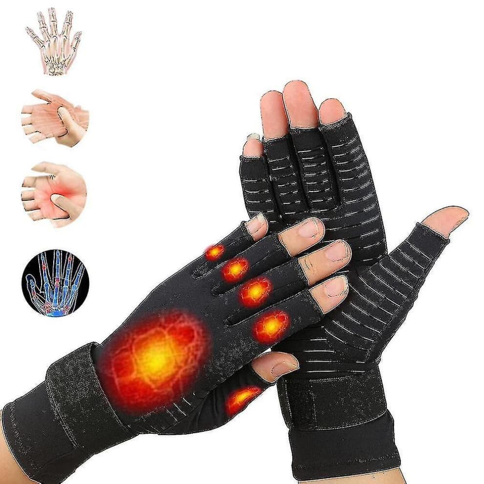 (M) Compression Arthritis Gloves Joint Pain Relief Half Finger Brace Wrist Support