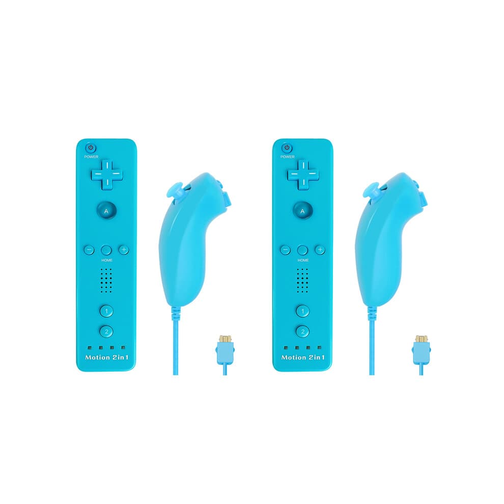 (blue 2set) For Nintendo Wii/Wii U Joystick 2 in 1 Wireless Nunchuck Remote Gamepad