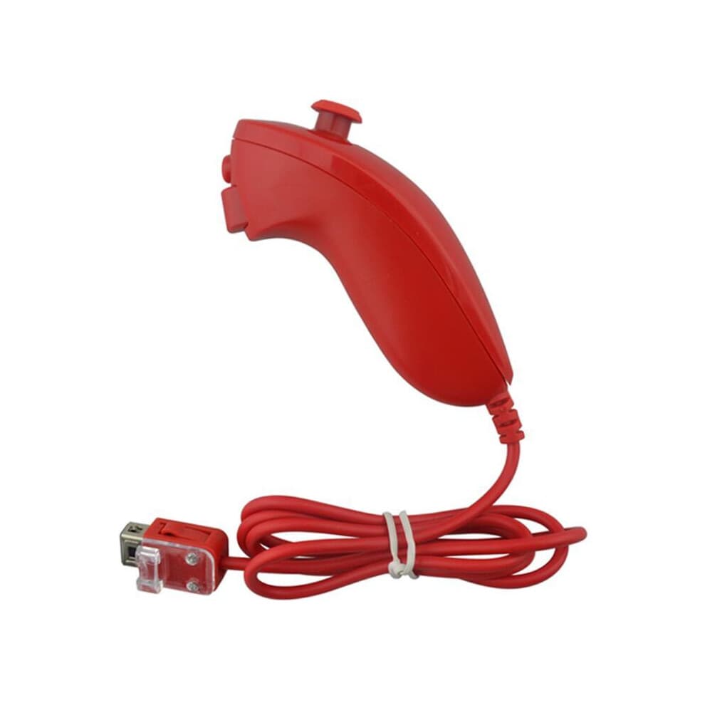 (Red) Nunchuck Controller Wired game Controller for Wii Console
