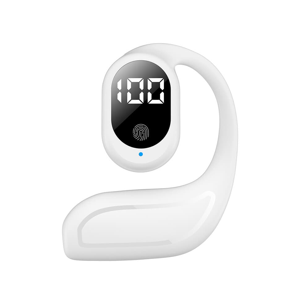 (Single White BT5.3) Wireless Bluetooth 5.3 Headphones Digital Display Single Earbuds Ultra