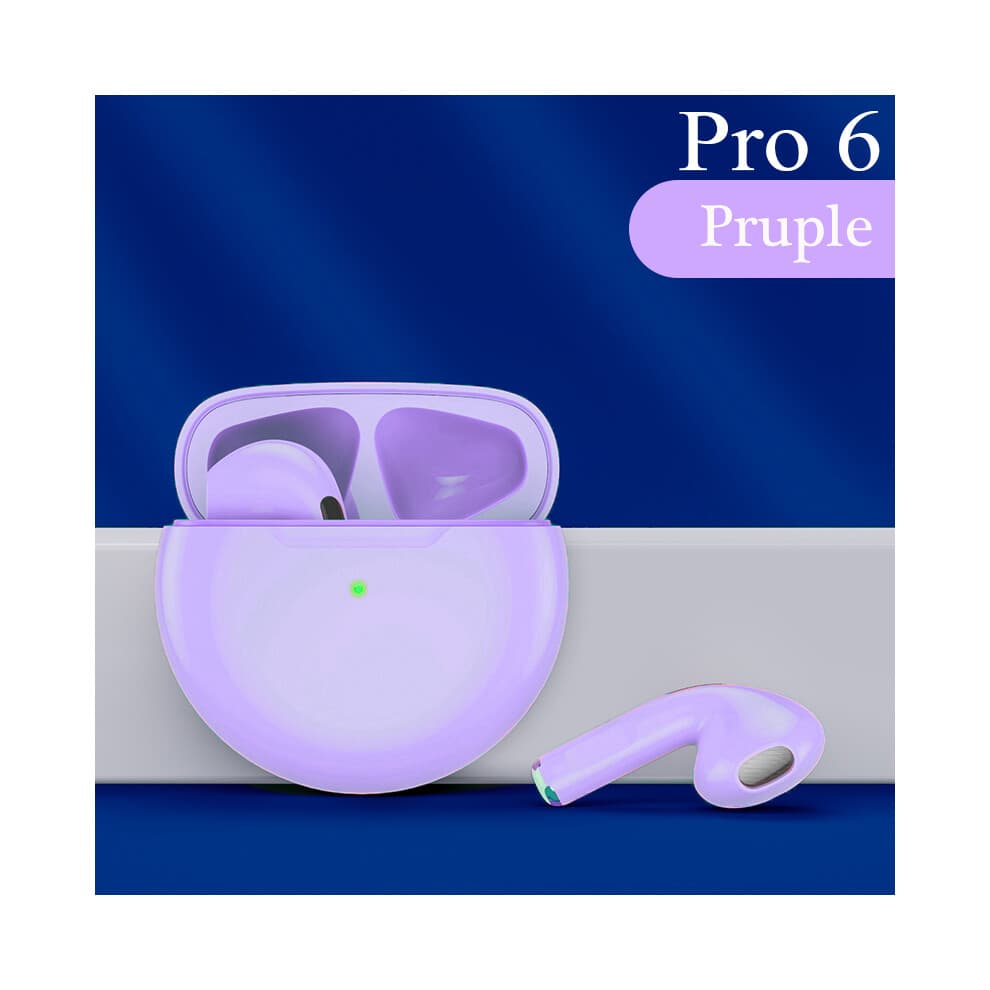 (purple) Air Pro 6 TWS Bluetooth Earphone Wireless Headphone HiFi Bass Game Headset