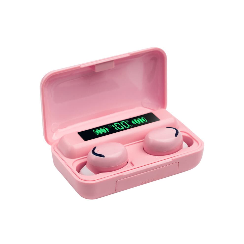 (Pink) F9 Wireless Earbuds Headphones With 1200mAh Digital Display Charging Case
