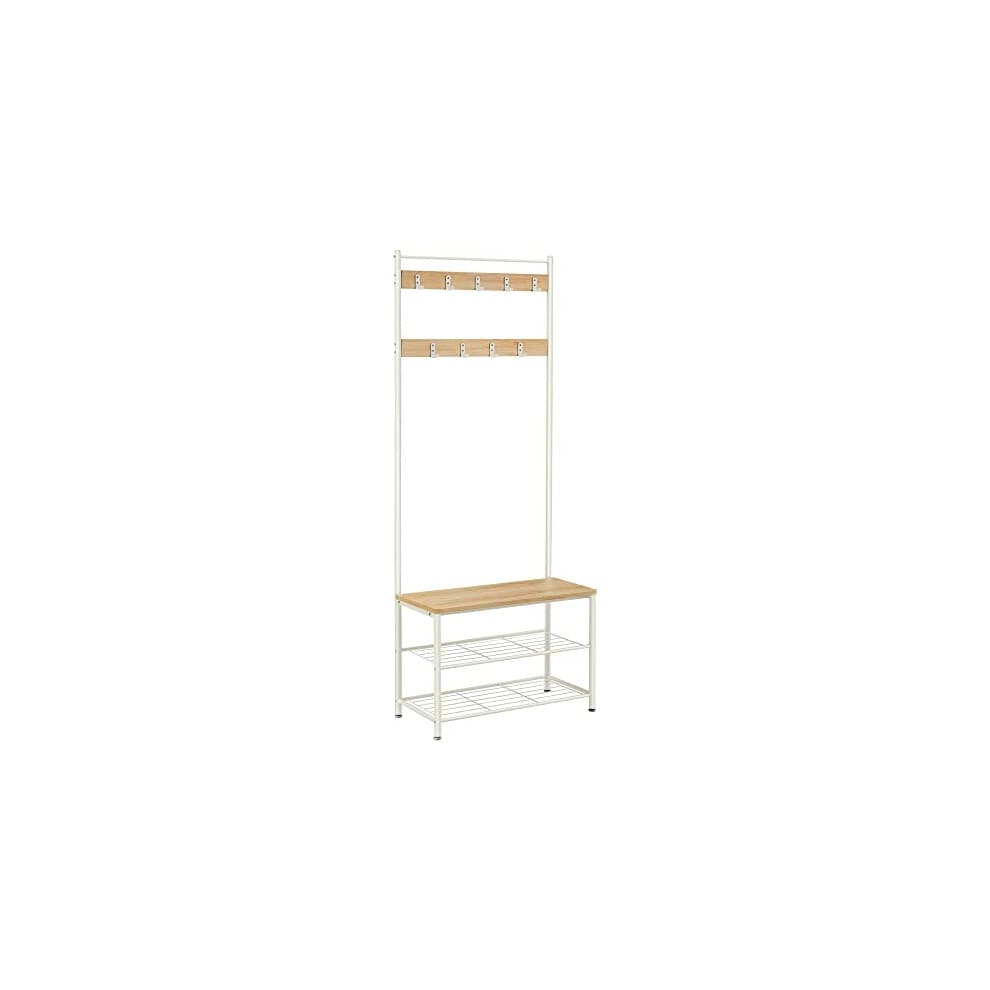 3-in-1 Coat Rack with Shoe Bench and 9 Sturdy Hooks