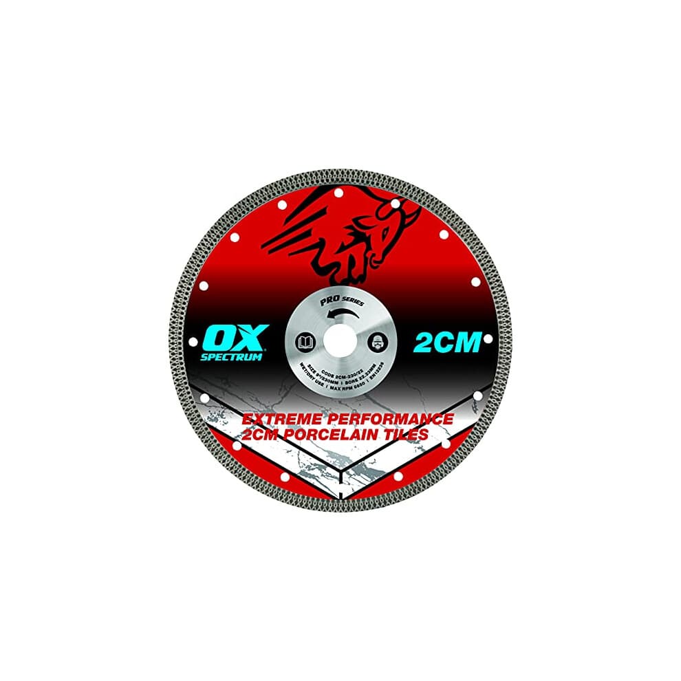 OX Pro 2CM Porcelain Cutting Blade - 230/22.23mm, Blue