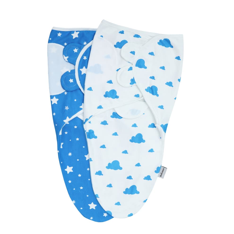 (Blue, Pack of 2) Baby Carrier Wrap 0-3 Month Swaddle Cotton Blanket