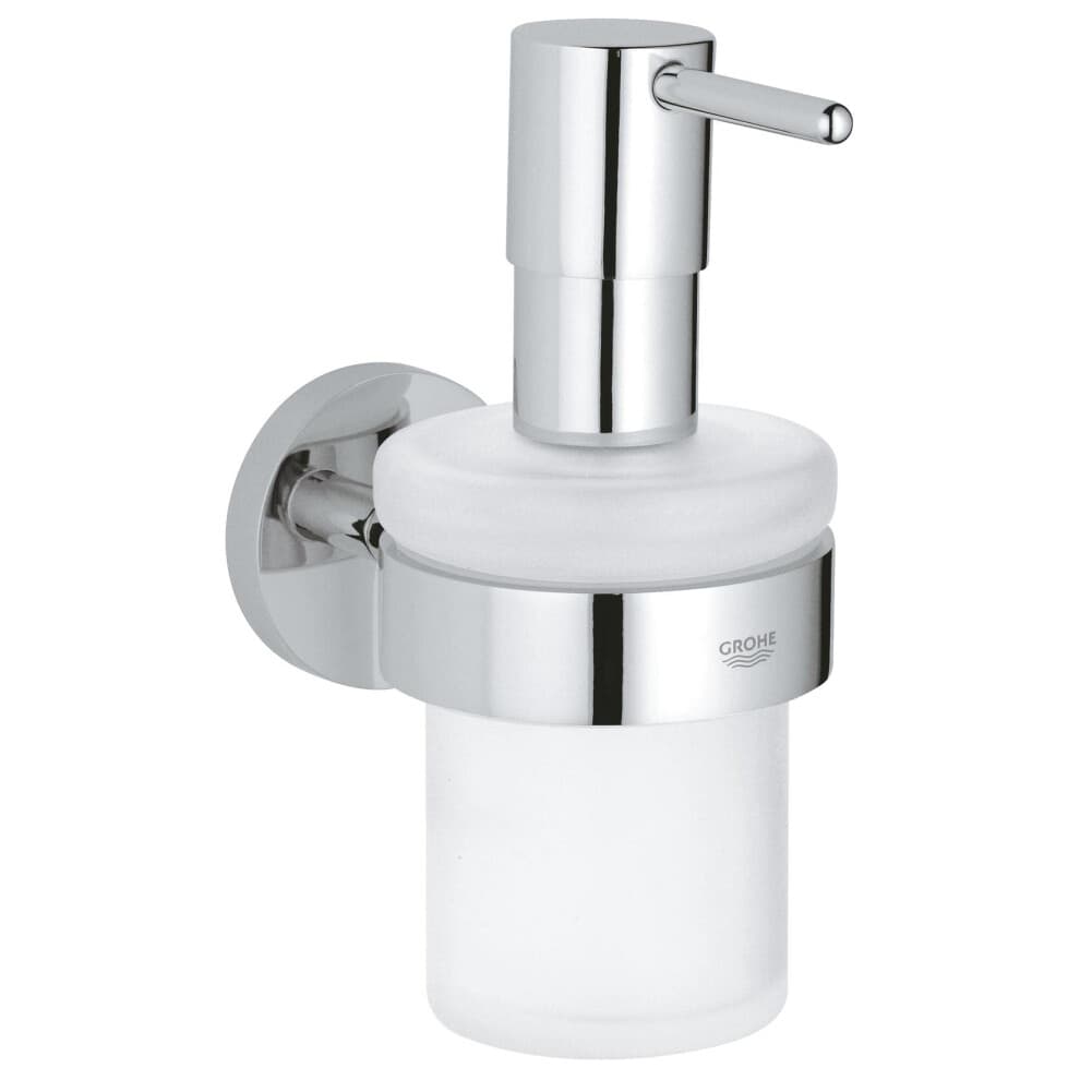 Start QuickFix Soap Dispenser with Holder (Metal and Glass, Filling Quantity 160 ml, Concealed Fastening, Including Screws and Dowels, Easy to Fit
