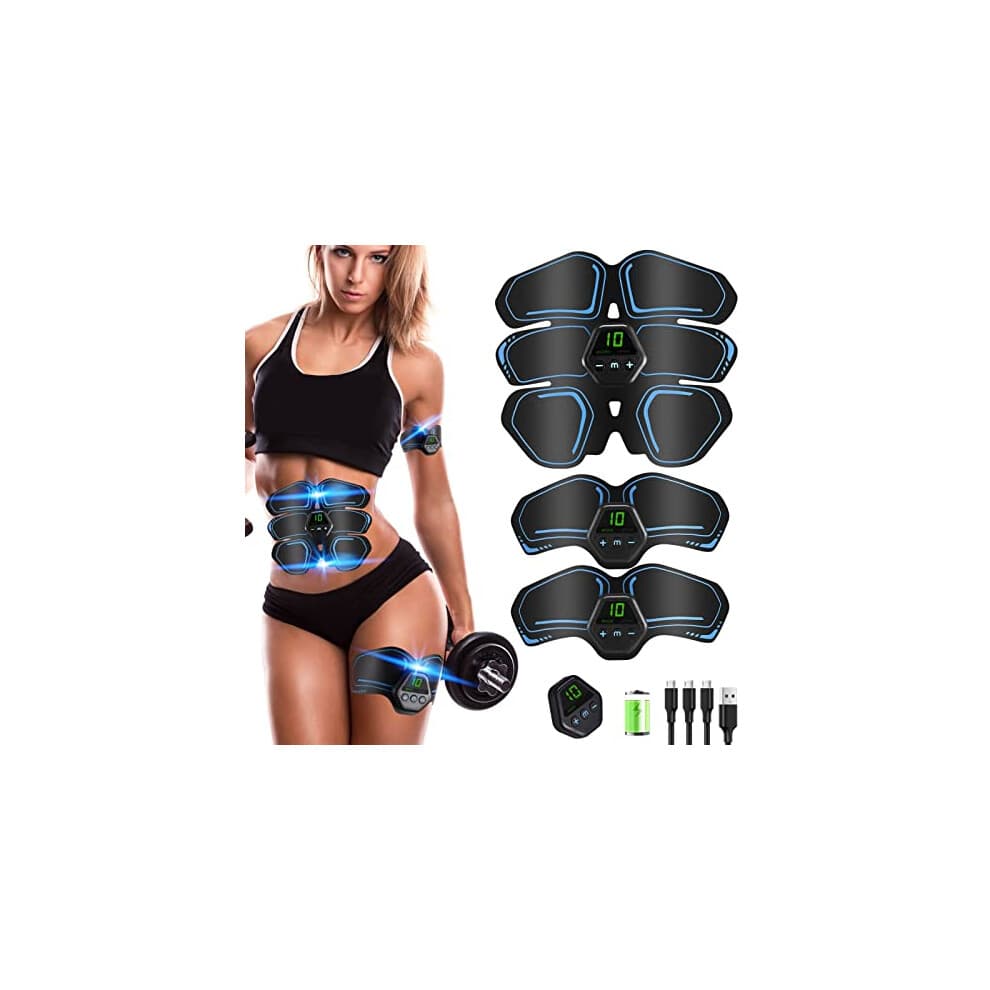 Abs Stimulator,Abs Trainer,EMS Muscle Stimulator LCD Screen Muscle Stimulator USB Rechargeable Portable Muscle Trainer 10 Modes 20 Intensities