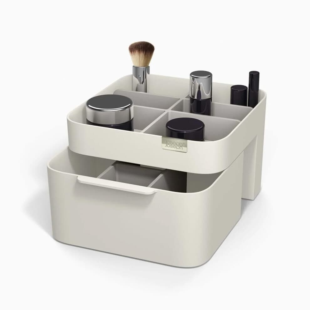 Viva Makeup Cosmetic Organiser with Drawer, dismantles for easy cleaning – Shell, 4