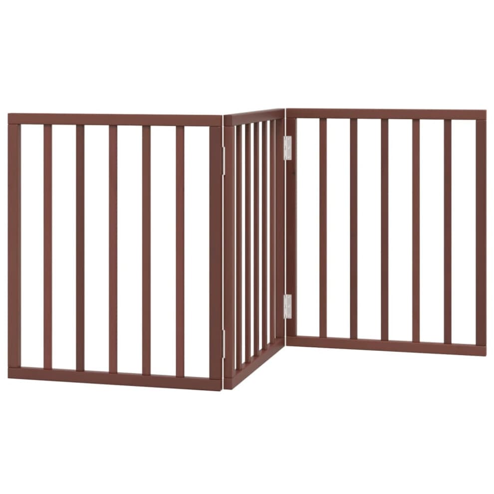 (brown, 50 x 60 x 2 cm/ 3 pcs) vidaXL Dog Gate with Door Foldable Dog Fence Pet Gate Pet Barrier Poplar Wood