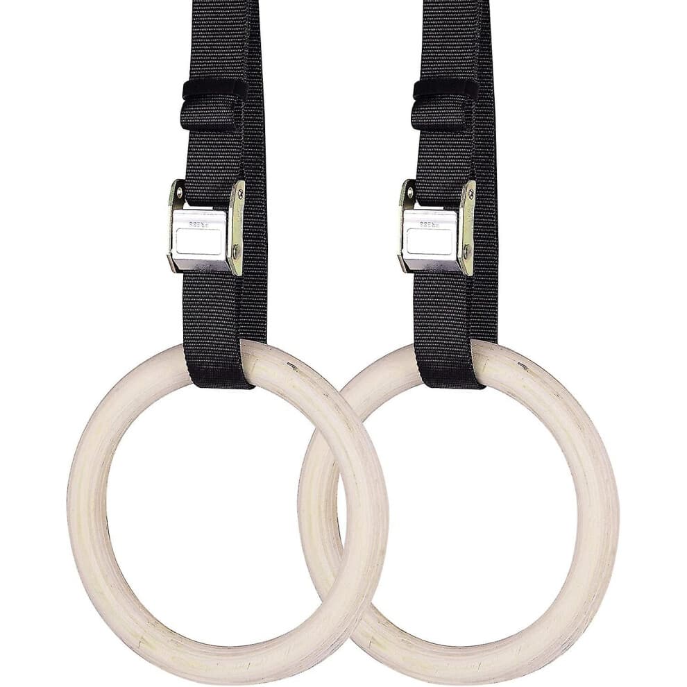 Wooden Gymnastics Rings Including Suspension Straps - Set Of 2-6 Meters Long - Adjustable Gymnastic Rings - For Home Sports And Fitness Training