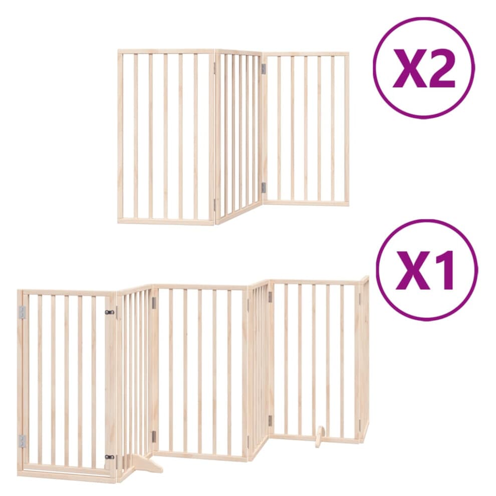 (natural, 50 x 90 x 2 cm/ 12 pcs) vidaXL Dog Gate with Door Foldable Dog Fence Dog Door Pet Gate Poplar Wood
