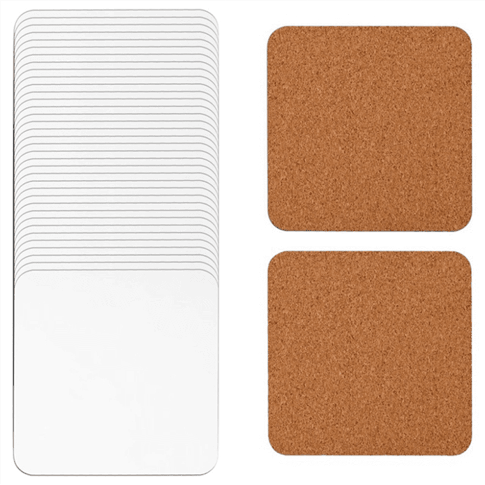 40 Pcs Sublimation Square Coasters - 4x4in MDF Hardboard with Cork Back, Blank DIY Coasters for Sublimation Printing