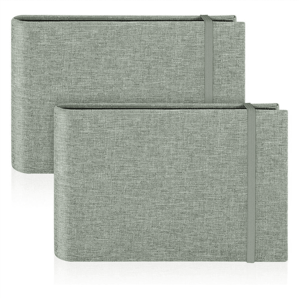 2 Pack Small Photo Albums, 6x4 Slip in Albums 200 Photos Mini Flip Book Album Portable Cover Memory Gray