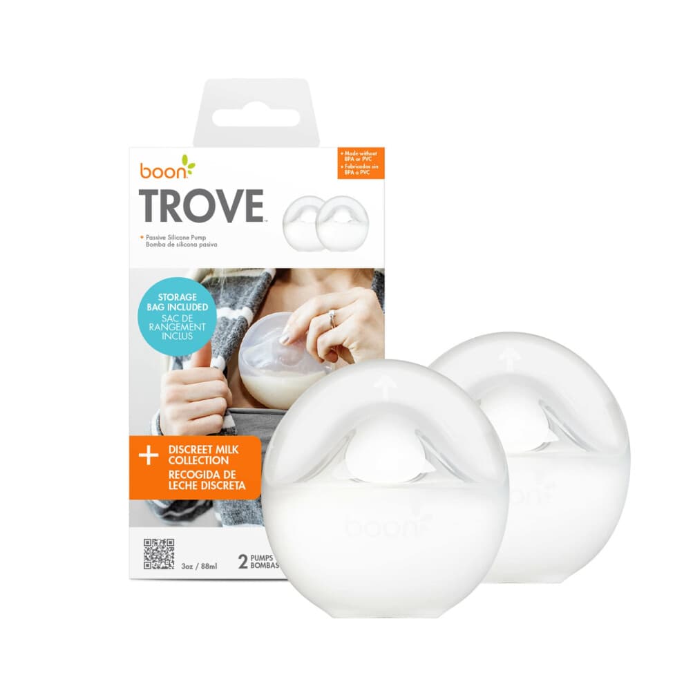 Boon TROVE Silicone Manual Breast Pump with Travel Pouch  Hands Free Breast Pump  Passive Breast Milk Collector Shell for Newb