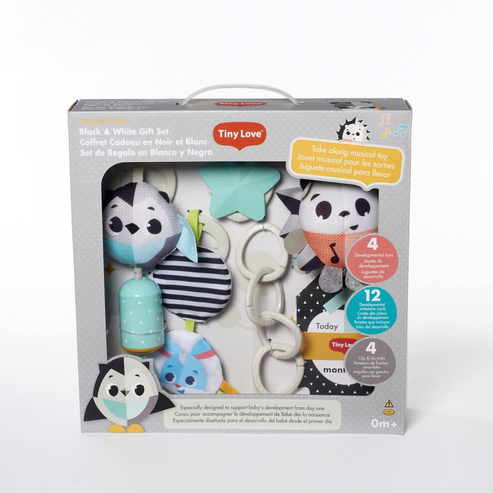 Magical Tales Black & White Gift Set, Baby Gift Set with Developmental Toys, 4 Hand-Picked Take-Along Toys, 0m+