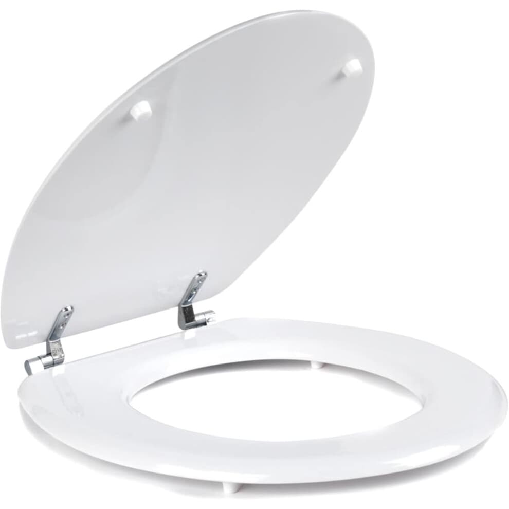 Beldray LA032355WHTFEU7 Wooden MDF Toilet Seat  Oval Shaped, Stainless Steel Release Hinge For Easy Cleaning
