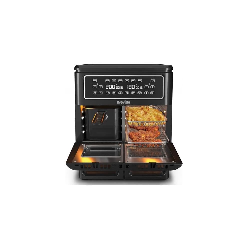 Breville Halo Flexi Air Fryer | Digital Dual Air Fryer Oven | 11L: Serves 10+ People | Fry, Bake, Grill, Roast & Reheat | 2400 W | Save à 65 a Year
