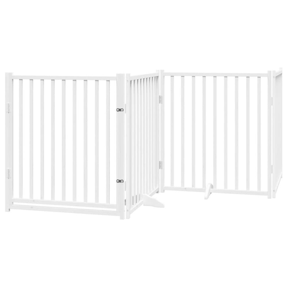 (white, 80 x 90 x 2 cm/ 4 pcs) vidaXL Dog Gate with Door Foldable Dog Fence Barrier Pet Gate Solid Wood Fir