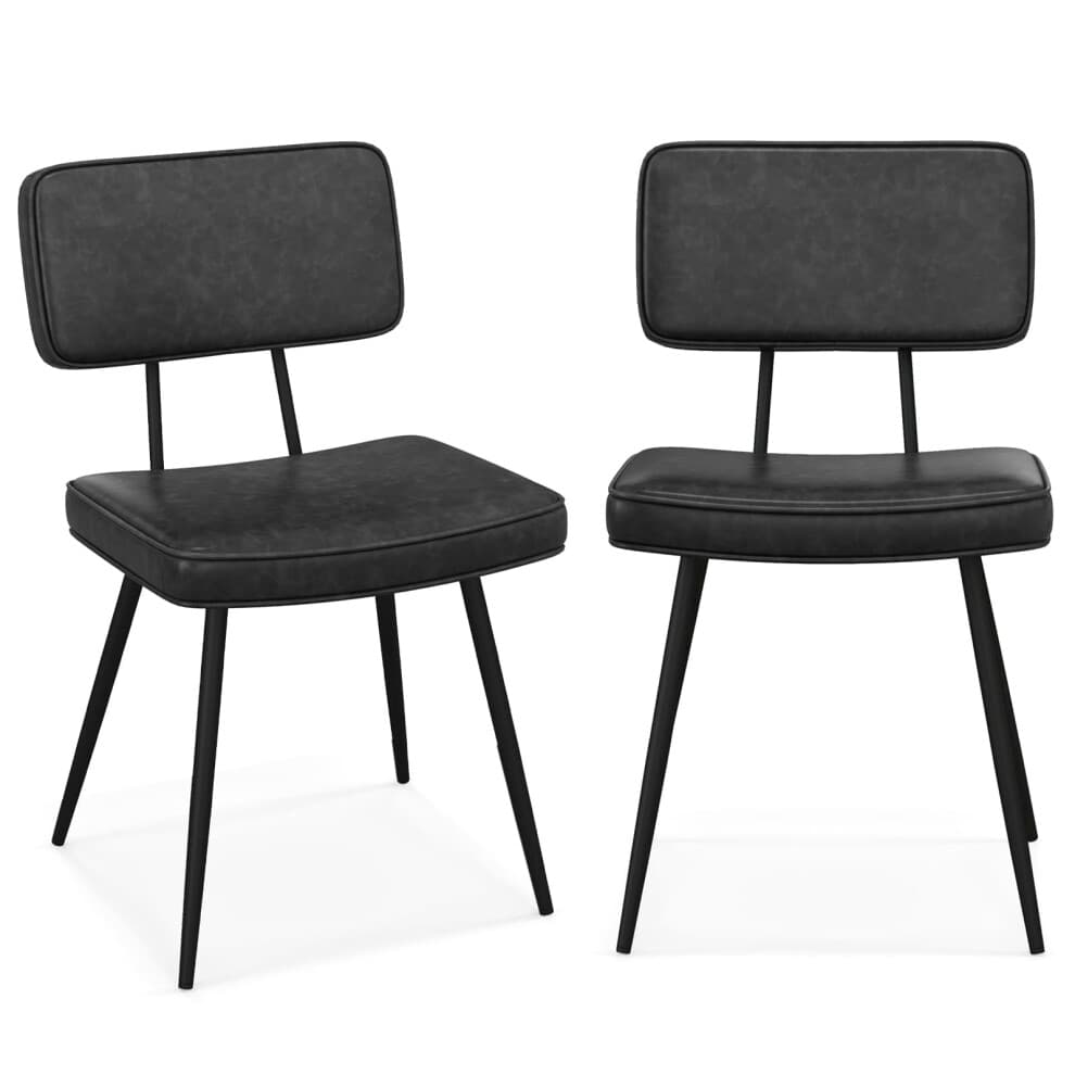 Dining Chair Set of 2 Faux Leather Upholstered Kitchen Side Chair