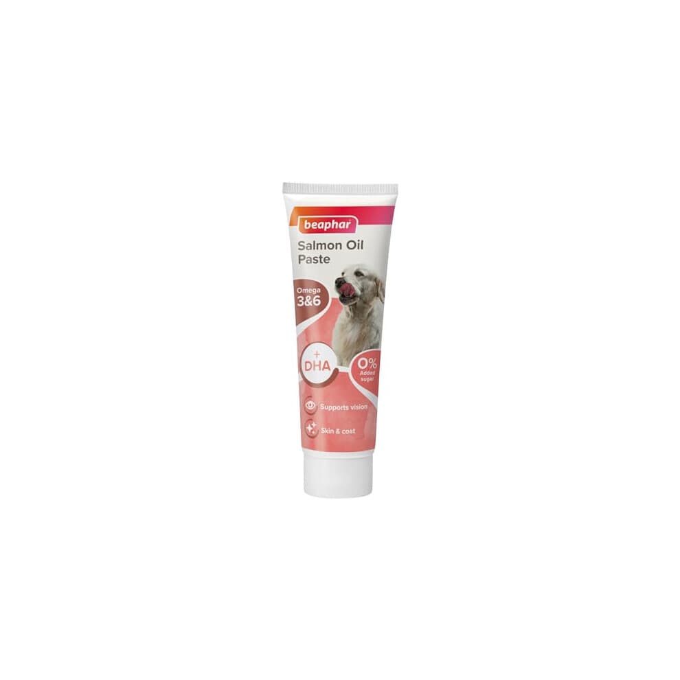 Beaphar | Salmon Oil Paste for Dogs | Promotes Glossy Coat | Supports Vision & Overall Health | Contains Omega 3 & 6 | For Dogs of All Ages | 100g