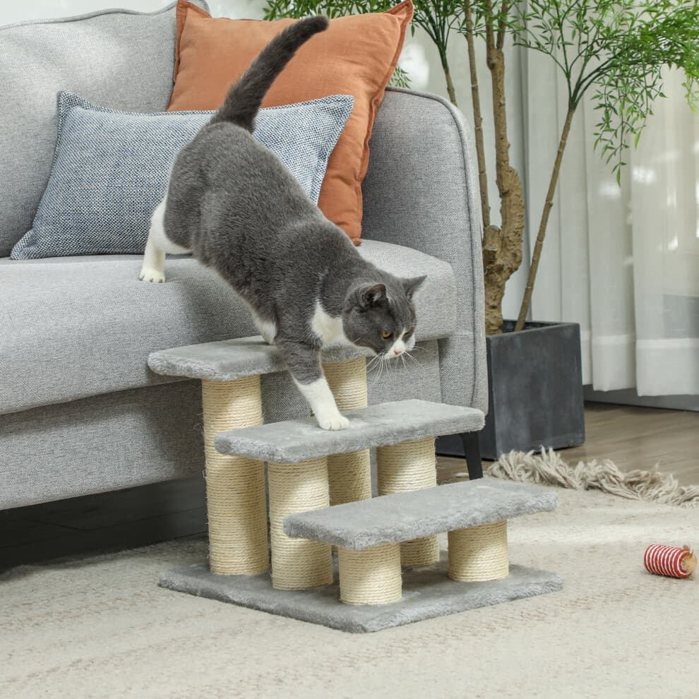 PawHut Cat Steps 3 Stairs Deluxe Pet Portable Easy Climb Assistance Lightweight