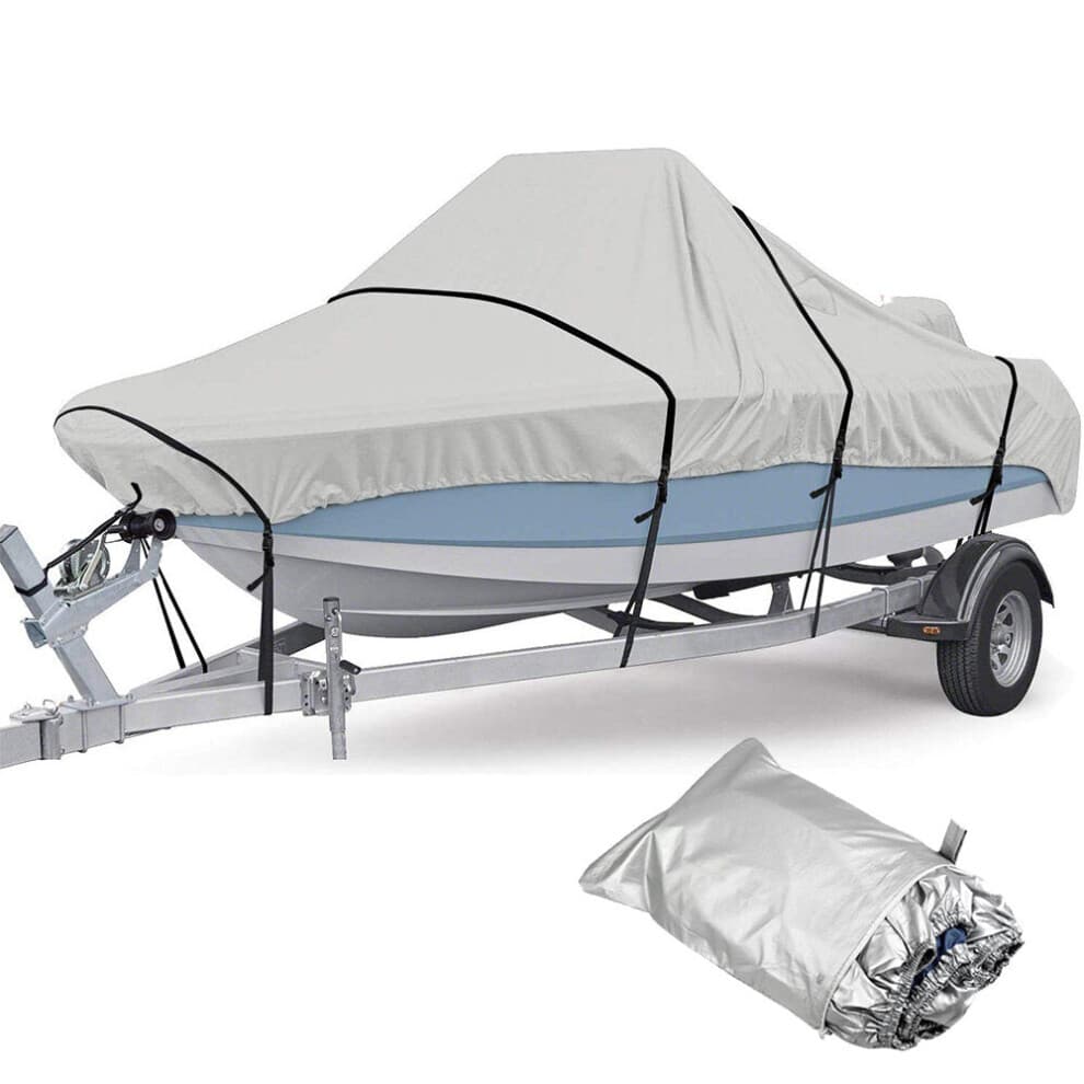 (14-16ft) Boat Cover 210D Oxford Cloth Waterproof Trailerable Fish Speed Outdoor Yacht Cover Sun UV Protection