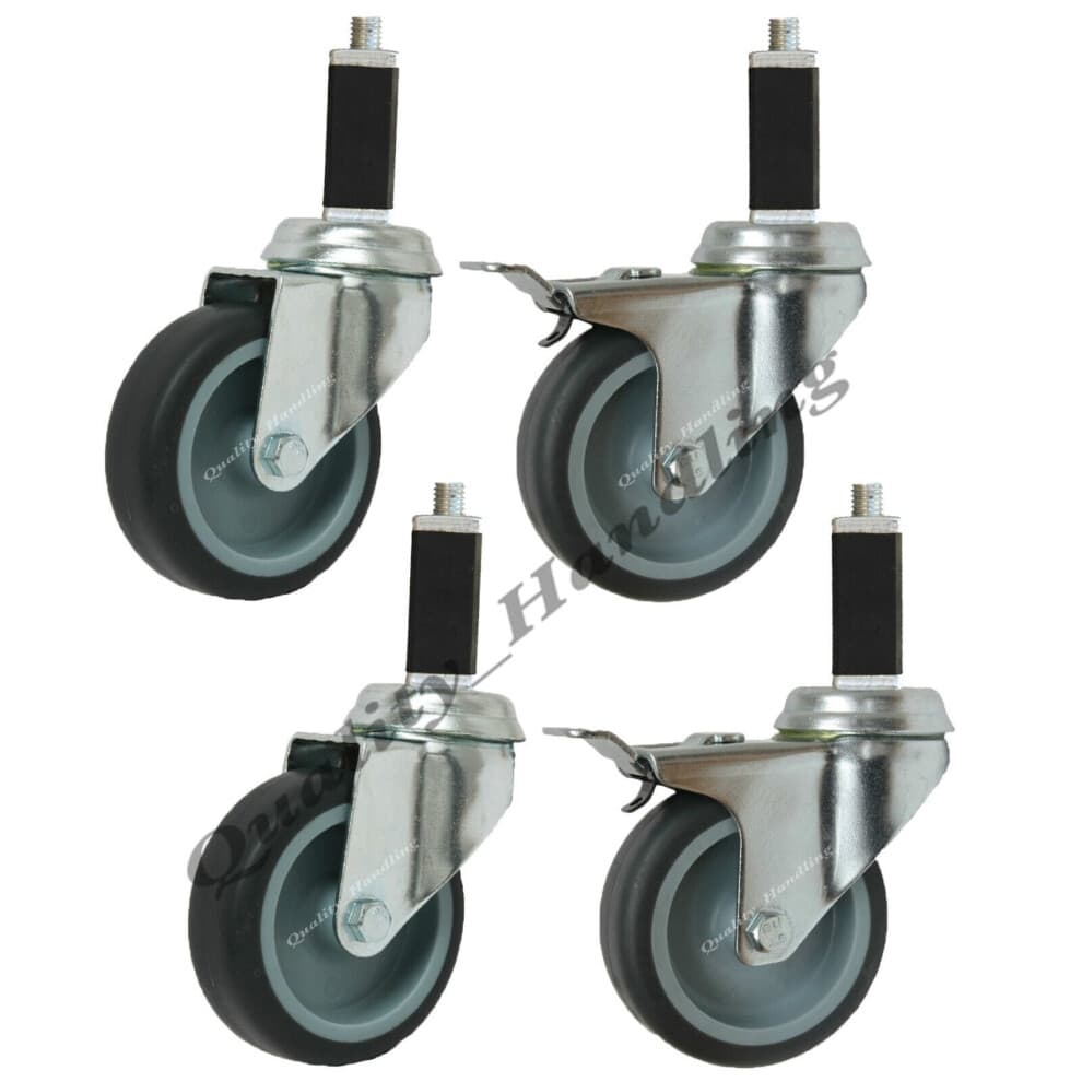 75mm 3" bolt hole, braked castors with bolt fitting 70kg per, set of 4
