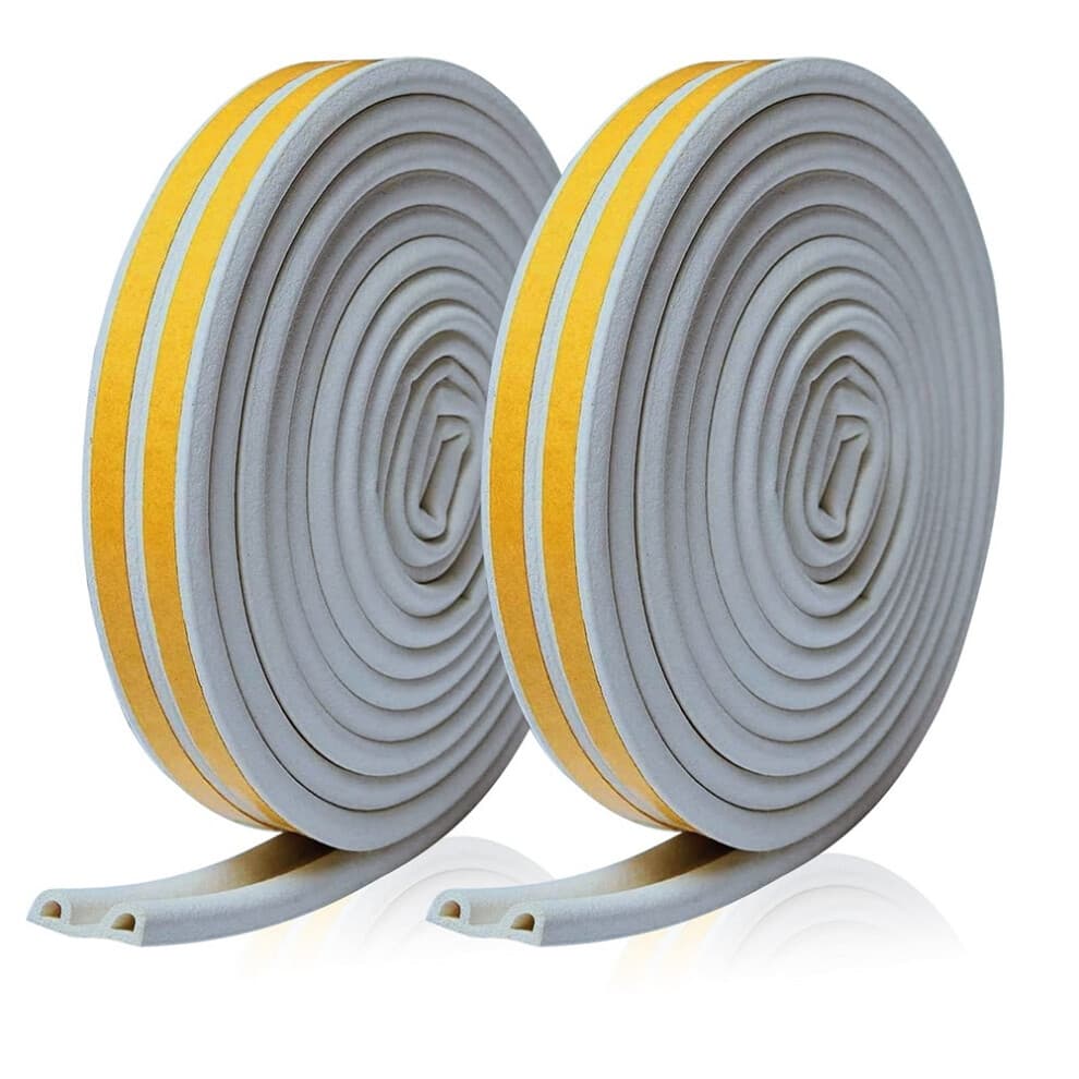 2 Rolls 10 M Draft Excluder for Doors and ,Draught Tape Rubber Seal Foam Car Stickers Sealing Grey