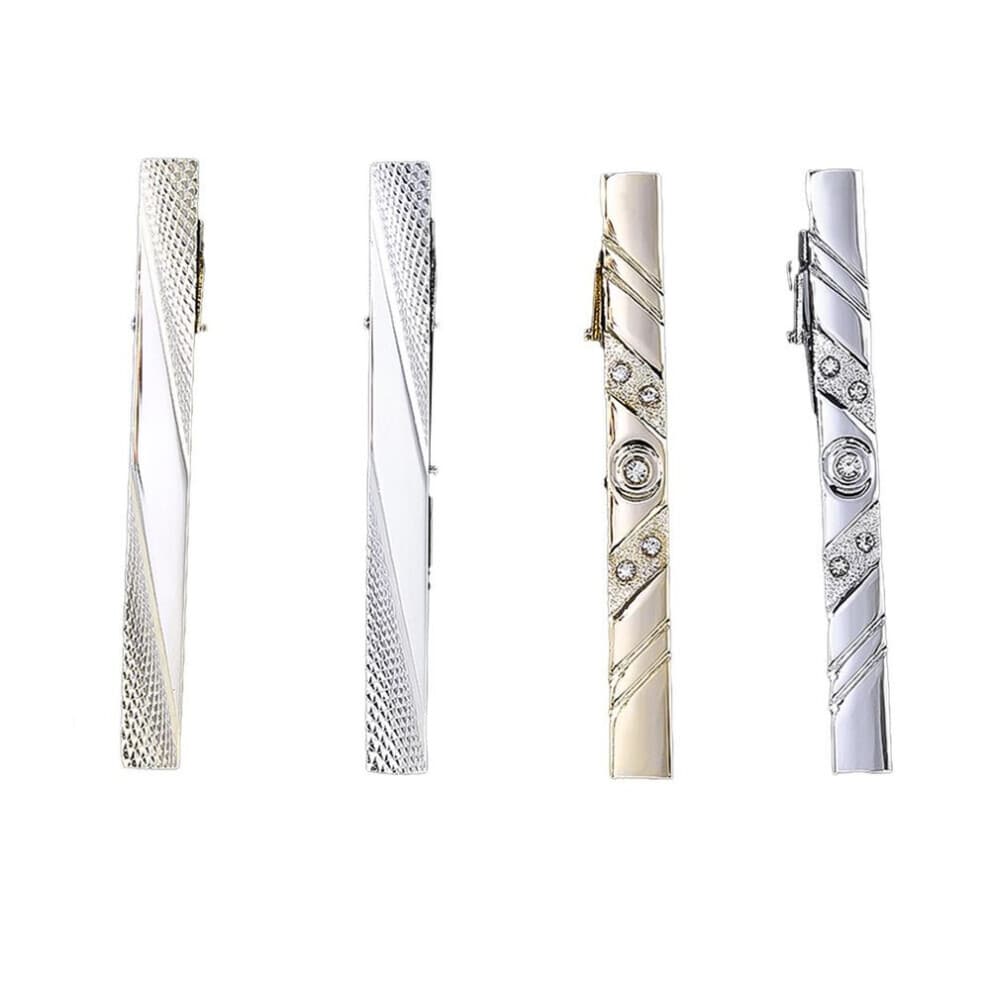 (as the picture) Stylish Tie Clip With Storage Box Set Of 4pcs Necktie Clip Alloy Tie Bar Business Necktie Pins For Men Father's Day Gift