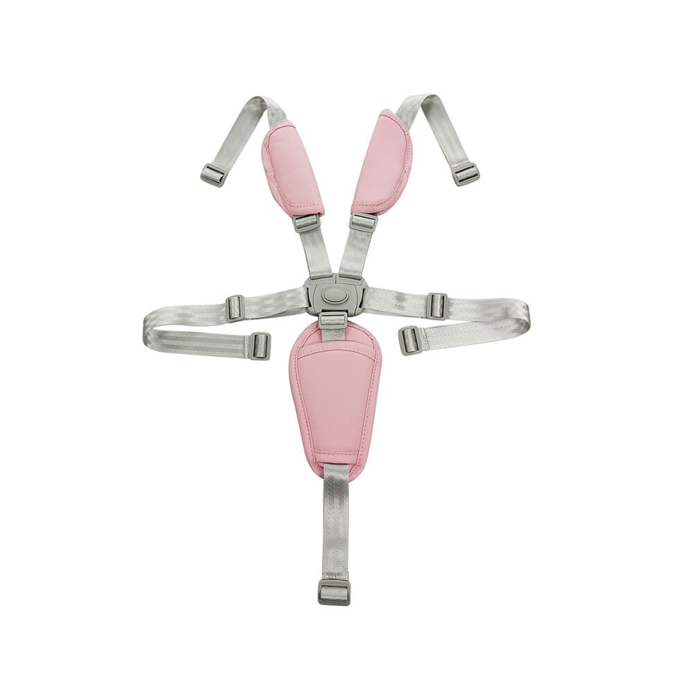 (pink) Baby Harness For Pushchair Dinner Chair Highchair 5 Points Safety Belt Length Adjust PU Leather Shoulder Crotch PAD Universal