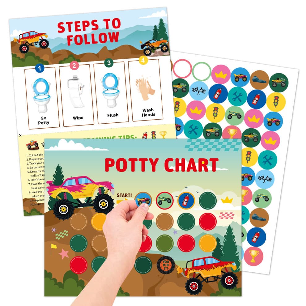 (Toilet stickers monster car) Children's training reward sticker chart boy girl