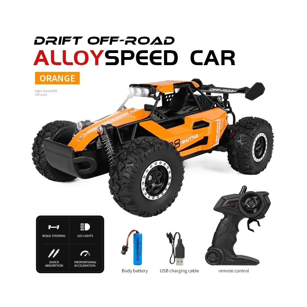 (Orange) RC Car 2.4Gh Model With LED Lights 2WD High Speed Off-road Remote Control Climbing Vehicle Outdoor Cars