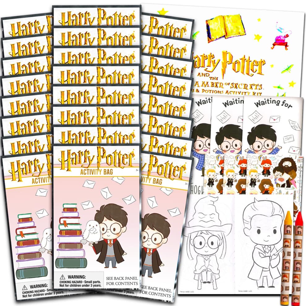 Harry Potter Birthday Party Favors Set - Bundle with 24 Harry Potter Play Packs | Mini Coloring Books  Stickers  and More for Goodie Bags (Harry Potte