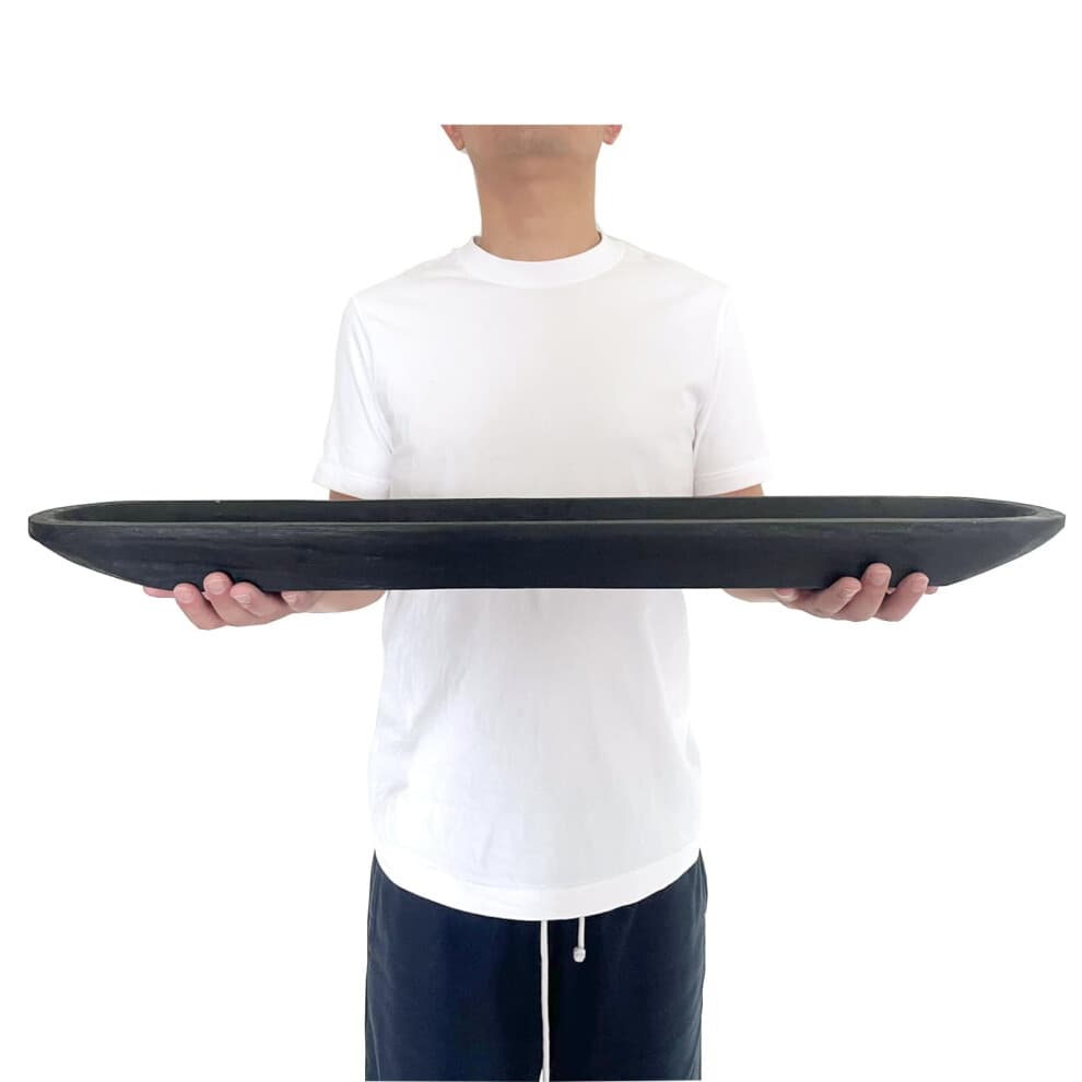 Wooden Dough Bowl Decor  Vintage Wooden Bowl Hand Carved Home Decor for Dining Table Center  Living Room  Kitchen Decor. 30inch black