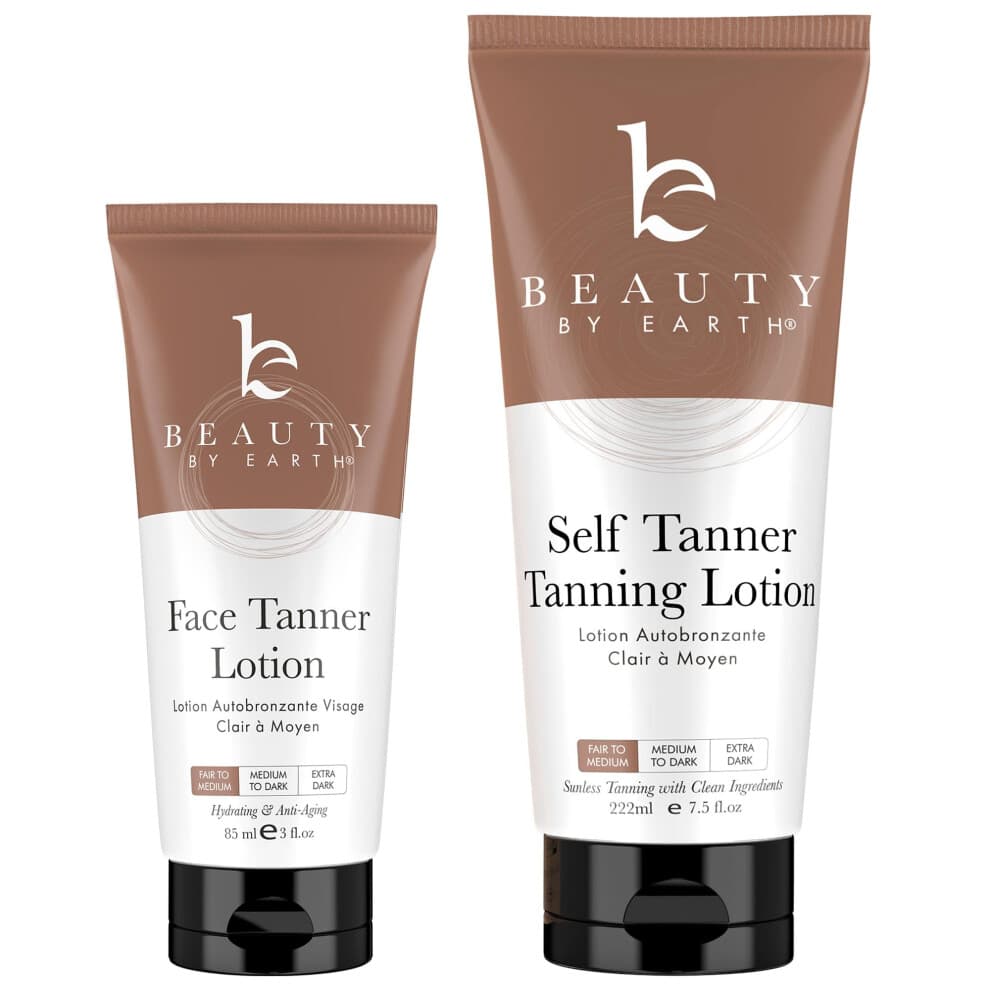 Self Tanner Face & Body - With Organic Aloe Vera & Shea Butter, Sunless Tanning Lotion, Bronzer Buildable Fair to Medium Tan, Fake Tan Self Tanners Be