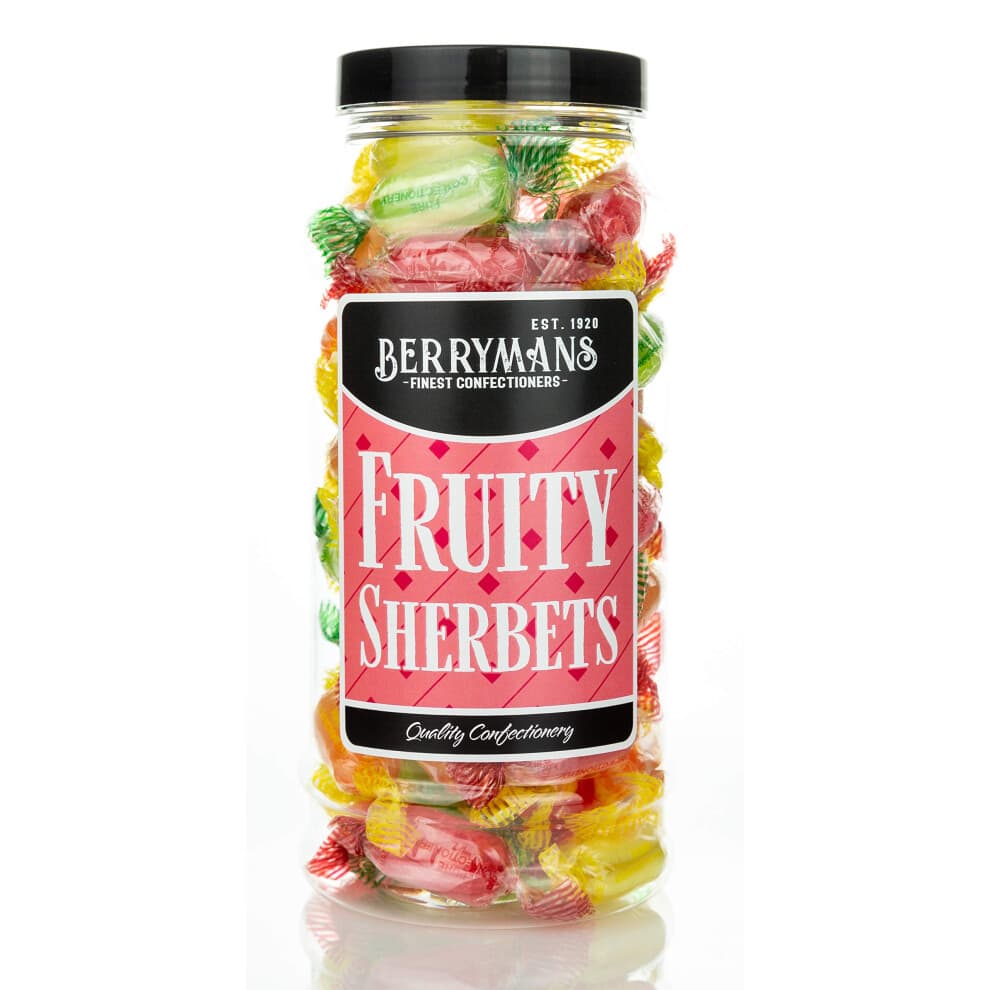 Original Fruit Sherbets Sherbet Fruits Lemons Retro Sweets Gift Jar By Berrymans Sweet Shop - Classic Sweets, Traditional Taste.