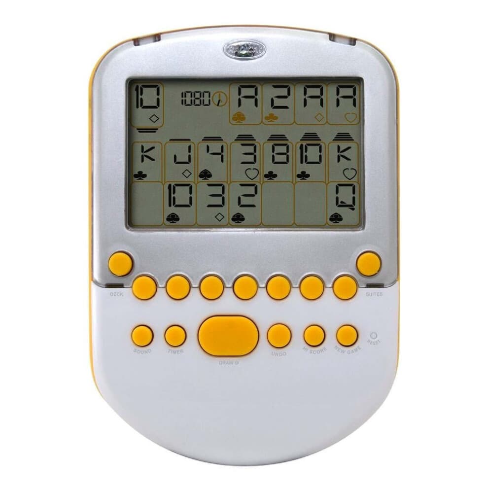 Mattel Big Screen Solitaire - White/ Silver with Yellow Accents