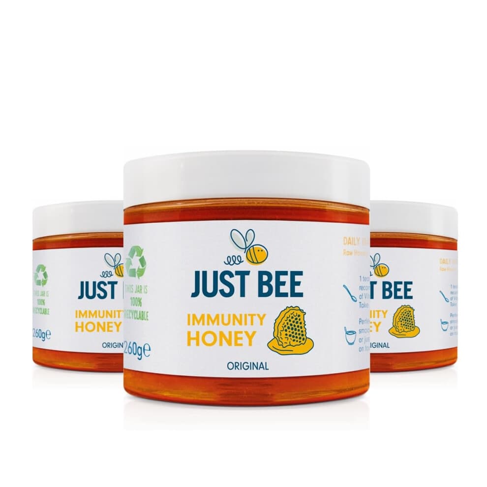 Just Bee Immunity Honey Multipack, Pure Honey with Immune Boosting Vitamins, Including Vitamin D, C, B6, B12, Echinacea (3 x 260g jar Pack)