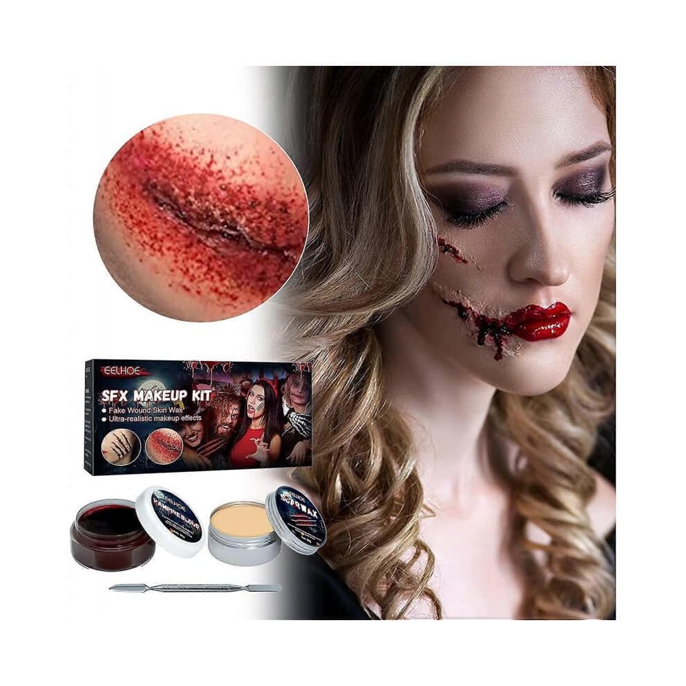 Scar Wax Kit Makeup Skin Wax Special Effects Halloween Stage Fake Wound Molding Scar with Spatula