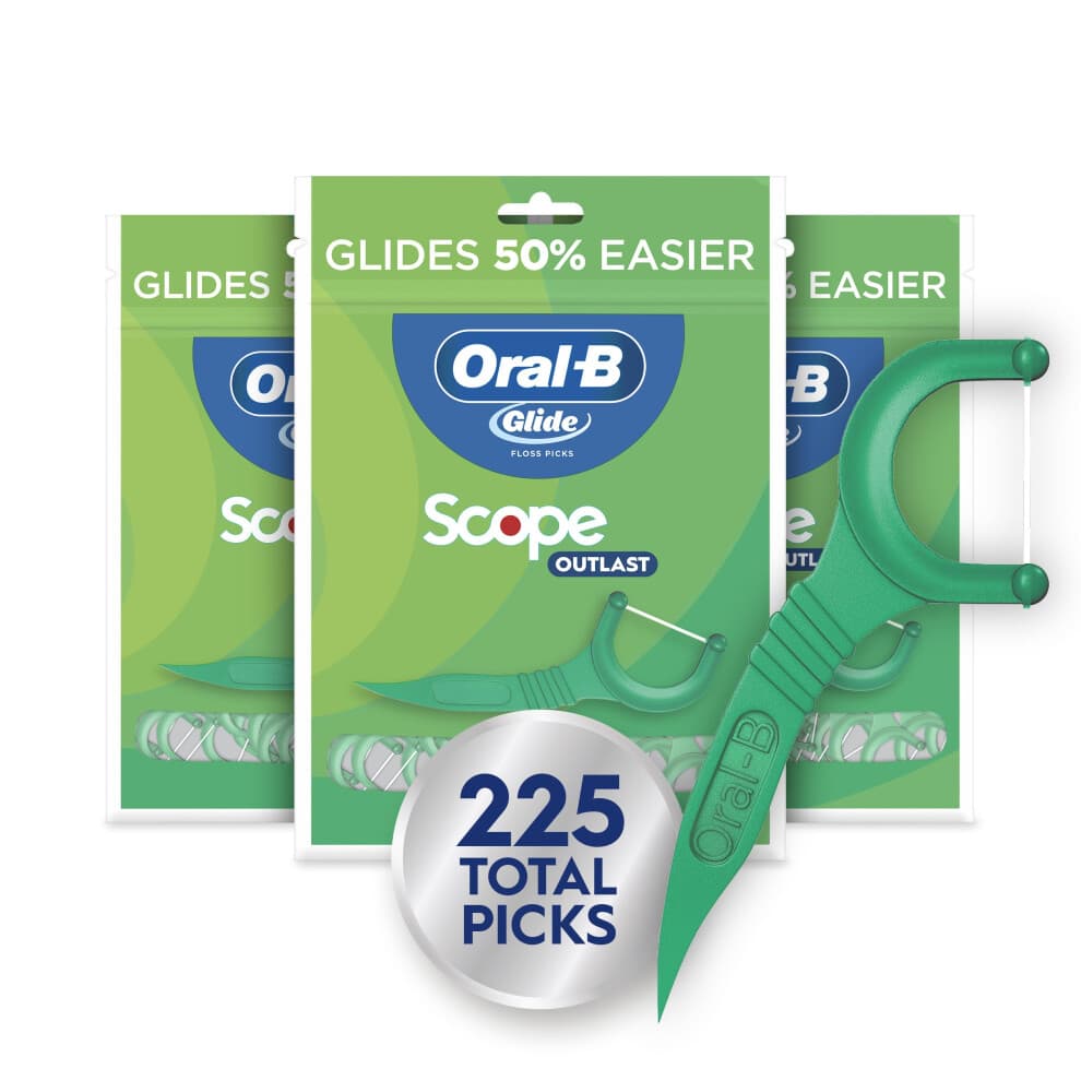 Oral-B Glide Mint Dental Floss Picks with Long Lasting Scope Flavor  3 Pack of 75 Picks (225 Total)