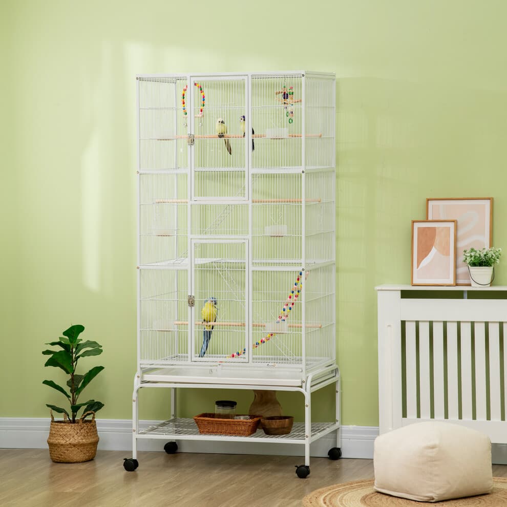 PawHut 3 Tier Bird Cage W/ Stand Toy, for Canary Finch Cockatiel Parakeet Budgie