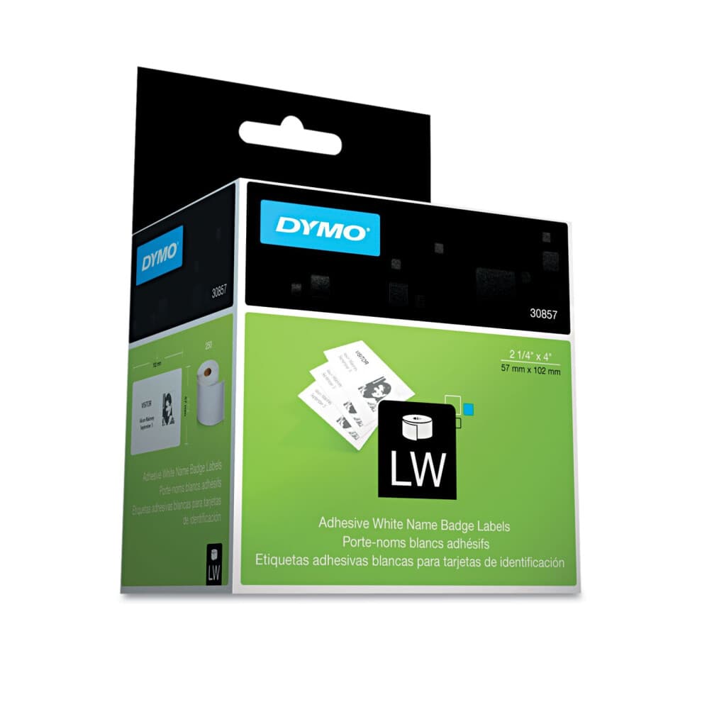DYMO 30857 Self-Adhesive Name Badge Labels  2-1/4 x 4  White  250/Box